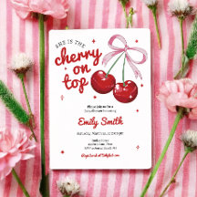 Cherry on Top Coquette Bow Rosa Girl Baby Shower