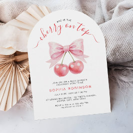 Cherry on Top Coquette Girl Baby Shower Arch Inbjudningar