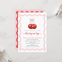 Cherry on Top Coquette Rosa Bow Girl Baby Shower