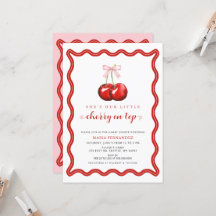 Cherry on Top Coquette Rosa Bow Girl Baby Shower