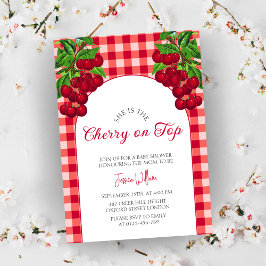Cherry on top Fall Gingham Play Shower Inbjudningar