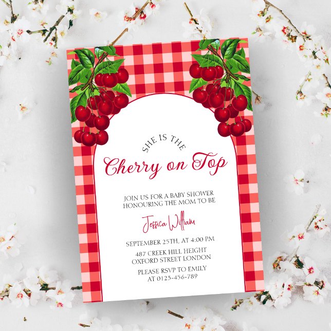Cherry on top Fall Gingham Play Shower Inbjudningar (Skapare uppladdad)