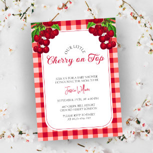 Cherry on top Fall Gingham Play Shower Inbjudningar