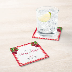 Cherry on top Fall Gingham Play Shower Underlägg Papper Kvadrat