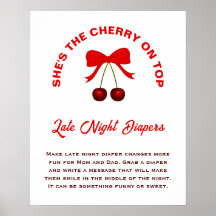 Cherry on Top Girl Baby Shower Late Night Diaper