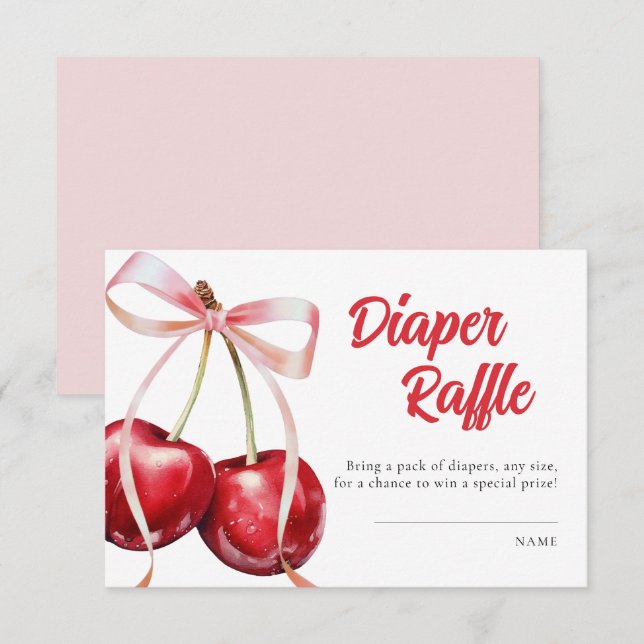 Cherry on Top Girl Baby Shower Raffle Tilläggskort (Fram/baksida)