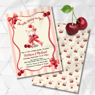 Cherry on top Ice kräae Sundae Baby Shower Inbjudningar