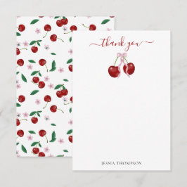 Cherry on Top Modern Baby Shower Rosa Bow Girl Tack Kort