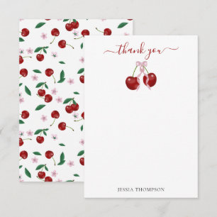 Cherry on Top Modern Baby Shower Rosa Bow Girl Tack Kort