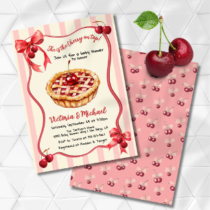 Cherry on top Paj Baby Shower Inbjudningar
