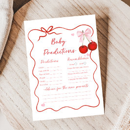 Cherry on Top Pink Bow Shower Predictions Game