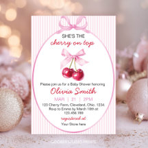 Cherry on Top Pink Coquette Baby Shower Invitation