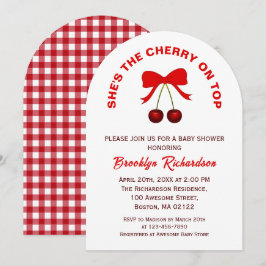 Cherry on Top Red Coquette Bow Girl Shower Inbjudningar