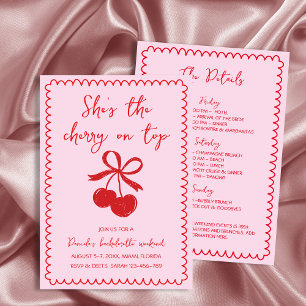 Cherry on Top Red Hand plockade Bachelorette Helg Inbjudningar