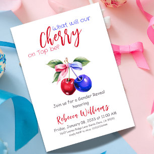 Cherry on Top Rosa Blue Boy eller Girl Gender Reve Inbjudningar
