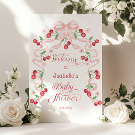 Cherry on top Rosa Bow Baby dusch Välkommen Poster