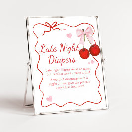 Cherry on Top Rosa Bow Baby Late Night Diaper Poster