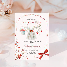 Cherry on Top Rosa Bow Baby Shower Inbjudningar