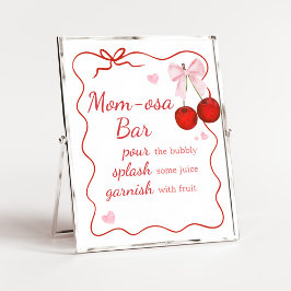 Cherry on Top Rosa Bow Baby Shower Mamma Osa Pub Poster
