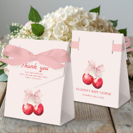 Cherry on Top Rosa Bow Baby Shower Presentaskar