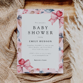 Cherry on Top Rosa Bow Coquette Baby Shower Inbjudningar