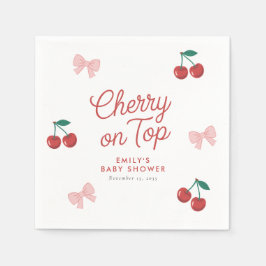 Cherry on Top Rosa Bow Coquette Baby Shower Pappersservett