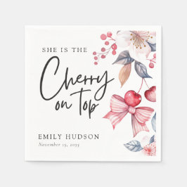 Cherry on Top Rosa Bow Coquette Baby Shower Pappersservett