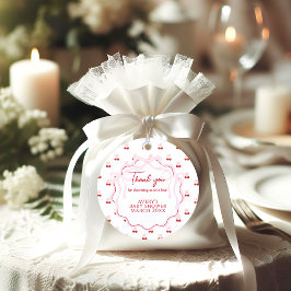 Cherry on Top Rosa Bow Red Flicka Shower Gåvor Etiketter