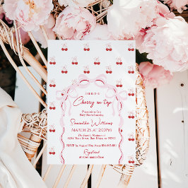 Cherry on Top Rosa Bow Red Flicka Shower Inbjudningar