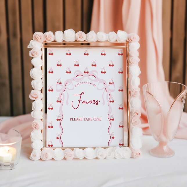 Cherry on Top Rosa Bow Red Flicka Shower Poster (Skapare uppladdad)