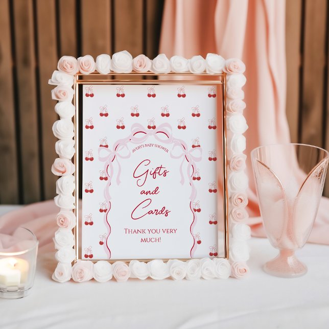 Cherry on Top Rosa Bow Red Flicka Shower Poster (Skapare uppladdad)