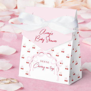 Cherry on Top Rosa Bow Red Flicka Shower Presentaskar