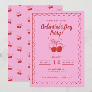 Cherry On Top Rosa Galentine's Day Inbjudningar