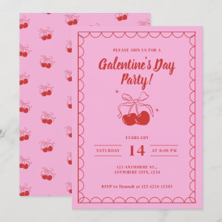 Cherry On Top Rosa Galentine's Day Inbjudningar