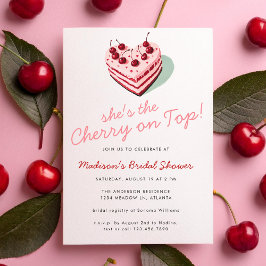 Cherry on Top Rosa Heart Cake Möhippa Inbjudningar