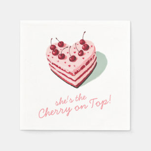 Cherry on Top Rosa Heart Cake Möhippa Pappersservett