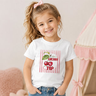 Cherry on Top Rosa Randig Baby Shower T-Shirt