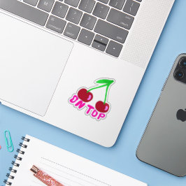 Cherry on Top, Vibrant Colorful Design Sticker Klistermärken