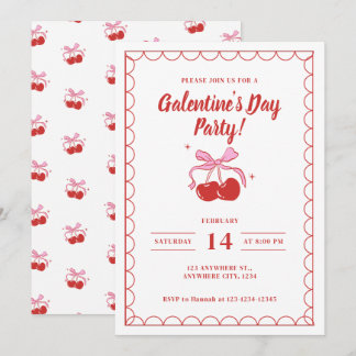 Cherry On Top White Galentine's Day Inbjudningar