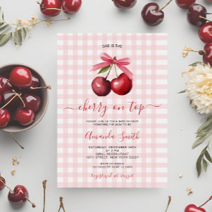 Cherry överst med Bow Baby Shower-inbjudan Inbjudningar
