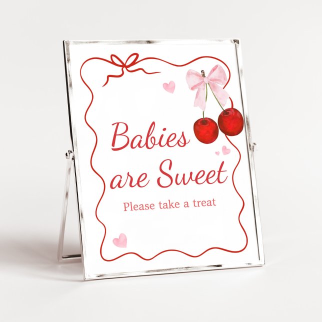 Cherry på Top Baby Shower Spädbarn är Sweet Poster (Cherry on Top Baby Shower Babies are Sweet Sign)