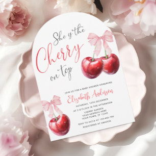 Cherry på Top Coquette Baby Shower Inbjudningar