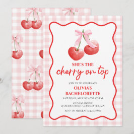 Cherry på Top coquette bachelorette Party Inbjudningar