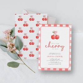 Cherry på Top Coquette Girl Baby Shower Inbjudningar