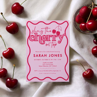 Cherry på Top Girl Baby Shower-inbjudan Inbjudningar