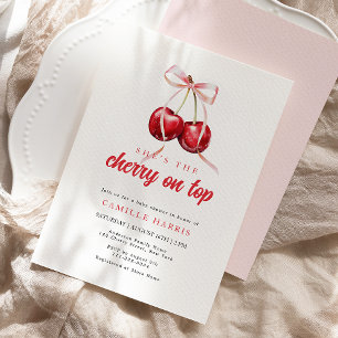 Cherry på Top Girl Baby Shower-inbjudan Inbjudningar