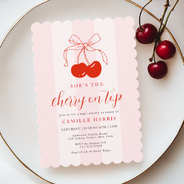 Cherry på Top Girl Baby Shower-inbjudan Inbjudningar