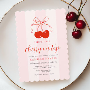 Cherry på Top Girl Baby Shower-inbjudan Inbjudningar
