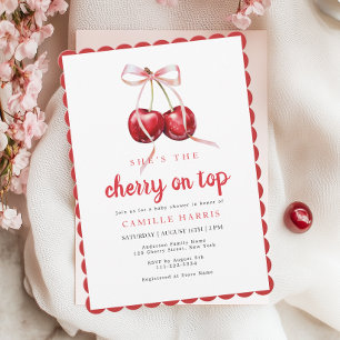 Cherry på Top Girl Baby Shower-inbjudan Inbjudningar