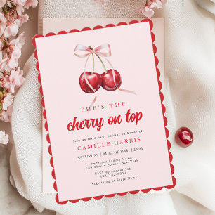 Cherry på Top Girl Baby Shower-inbjudan Inbjudningar